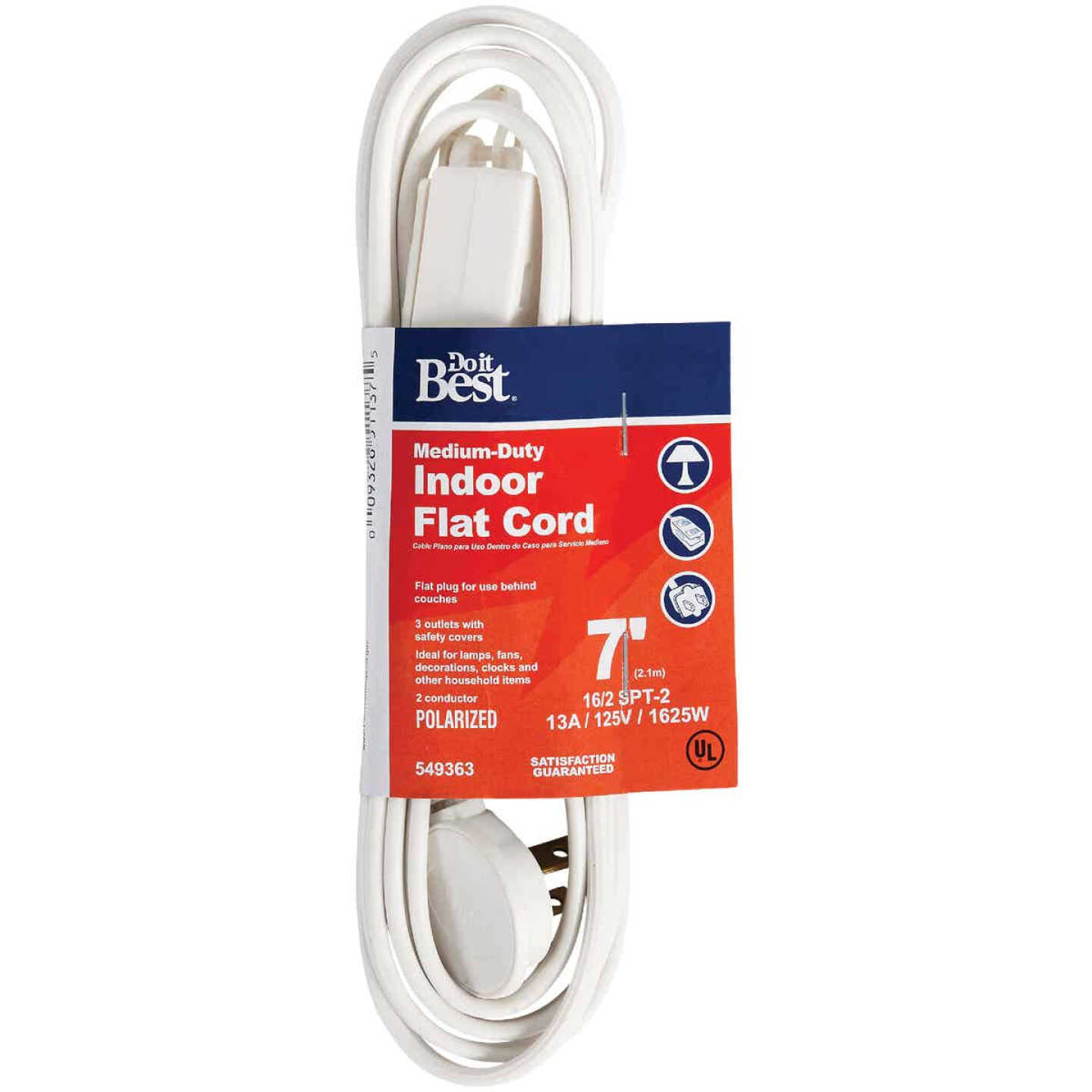 Do it Best 7 Ft. 16/2 Flat Plug White Extension Cord - Anderson Lumber