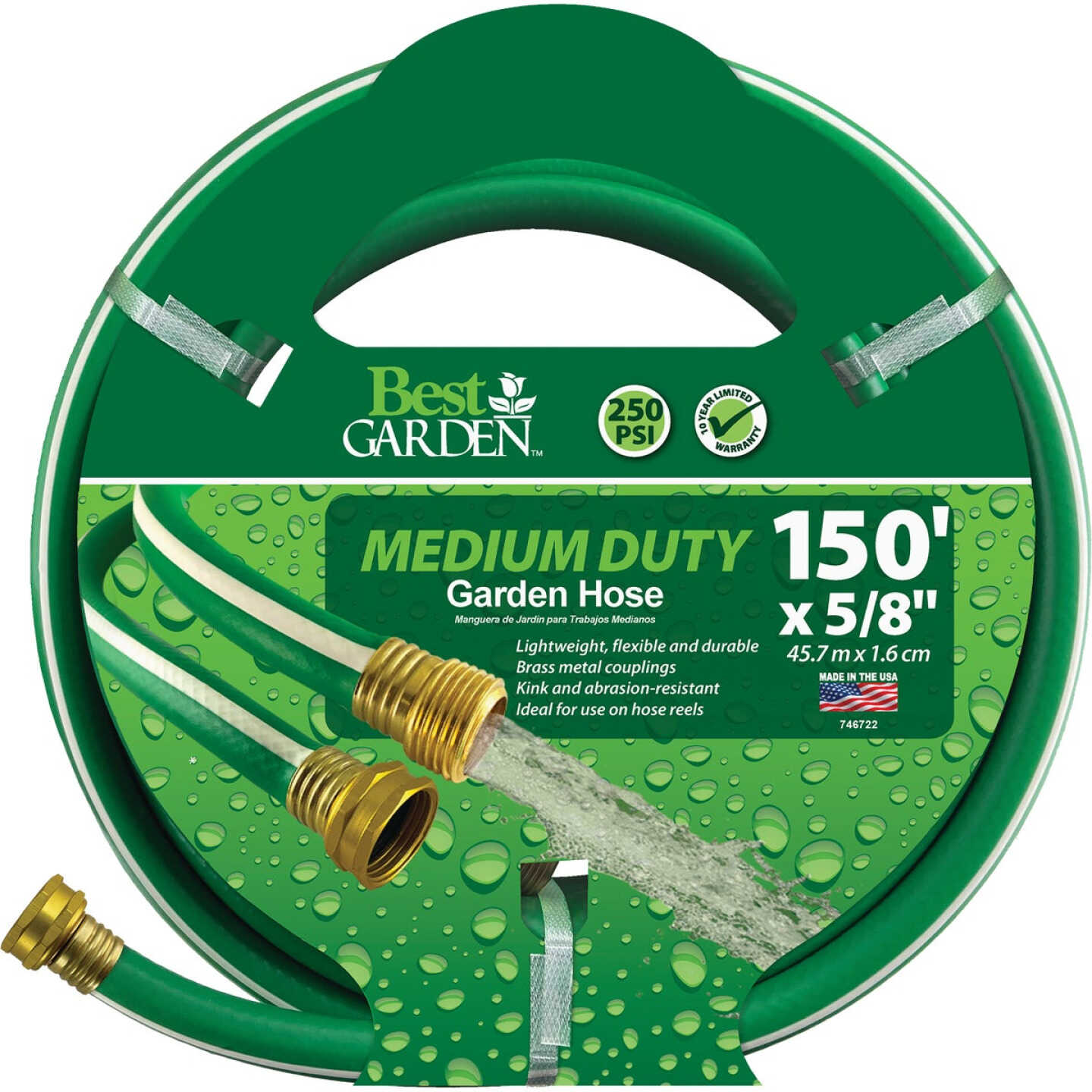 Best Garden 5/8 In. Dia. x 150 Ft. L. Medium-Duty Rubber & Vinyl Garden  Hose W/Guard-N-Grip - Anderson Lumber