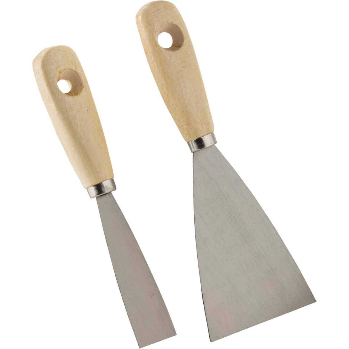 Smart Savers Wooden Handle Steel Blade Putty Knife Scraper Set, (2