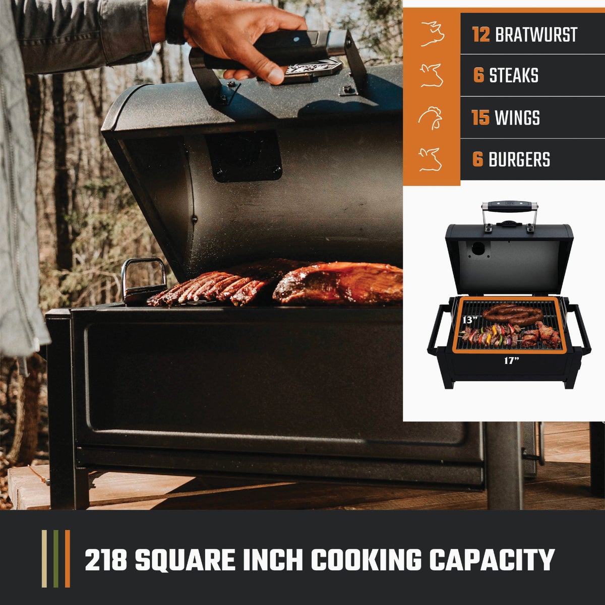 Oklahoma Joe's Rambler Black 218 Sq. In. Charcoal Tabletop