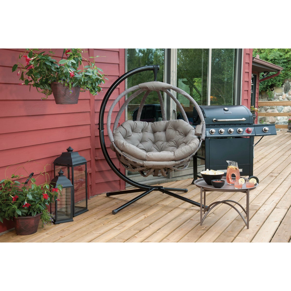 Wicker basket swing discount chair